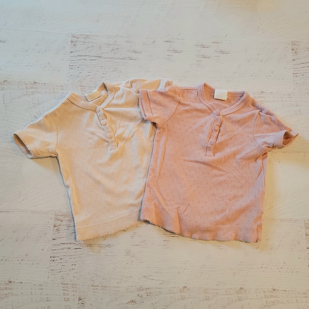 3 FOR $30 | H&M Set 2 Pointelle Tees Baby Girl 12m